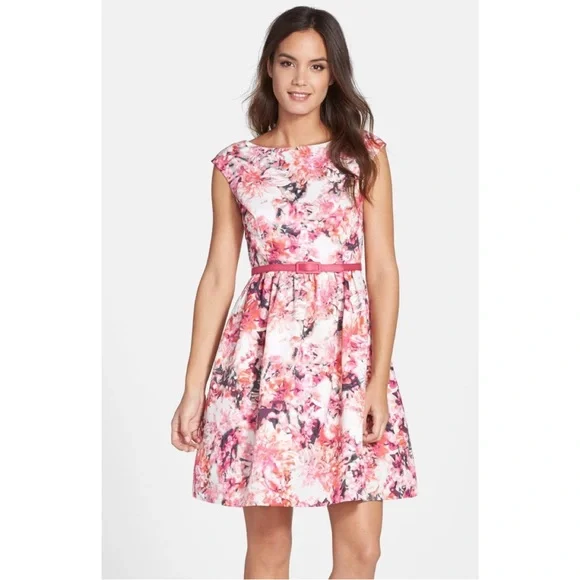 eliza j belted fit and flare dress Eliza J | Dresses | Eliza J Belted Print Faille Fit Flare Dress